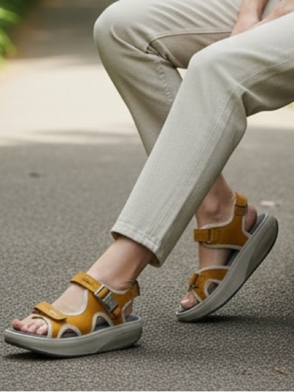 MBT Women's Mustard Suede Adjustable Comfort Sandals size 7